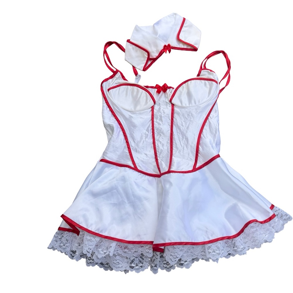 Vintage Frederick's of Hollywood Satin Nurse Costume Outfit
